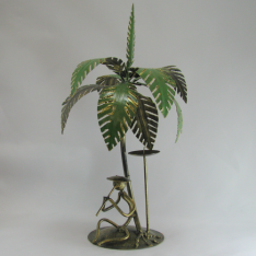 Bougeoir palmier flutiste 39cm métal