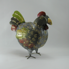 Poule métal artisanat jardin maison
