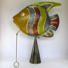 Cloche murale poisson métal fait-main
