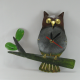 Horloge hibou branche métal artisanale