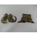 2 Magnets duo hibou-duo chat métal