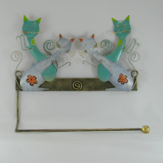 Porte papier mural 2 chats métal
