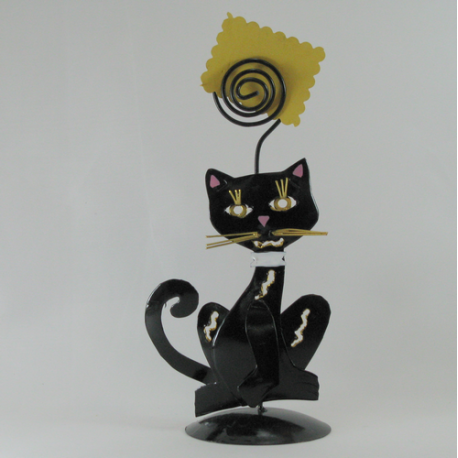 Porte-photo chat noir artisanat métal