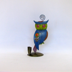 Porte crayon et photo hibou métal